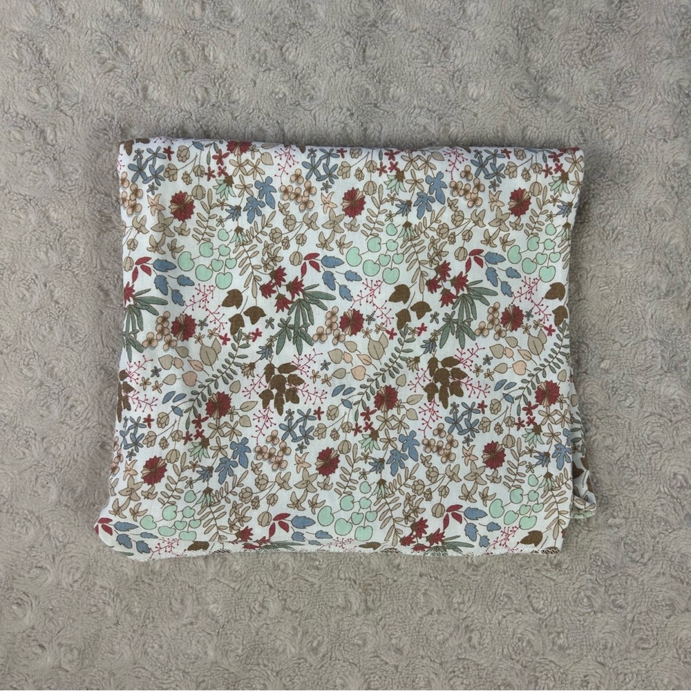 Baby Essentials Floral Leaf Swaddle Blanket Stretch Knit Tan White Green Blue